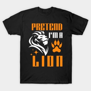 Pretending to be a lion Funny lazy halloween T-Shirt